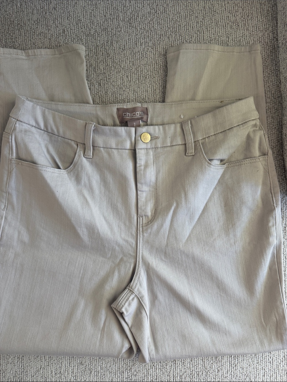 Chico's Light Beige Stretch Pull-On Pants